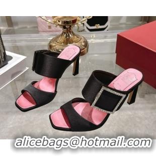 Good Quality Roger Vivier Trompette Heel Slides Sandal 8.5cm in Satin 0225025 Black 2026