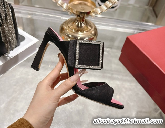 Good Quality Roger Vivier Trompette Heel Slides Sandal 8.5cm in Satin 0225025 Black 2026