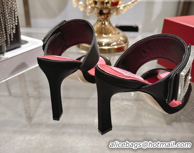 Good Quality Roger Vivier Trompette Heel Slides Sandal 8.5cm in Satin 0225025 Black 2026