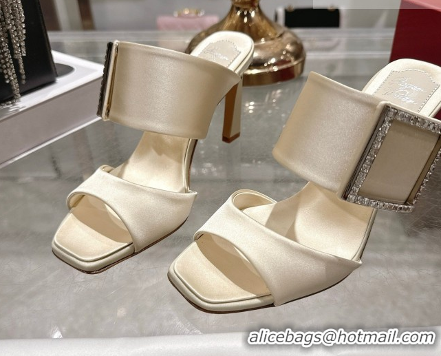 Buy Luxury Roger Vivier Trompette Heel Slides Sandal 8.5cm in Satin 0225025 White 2026