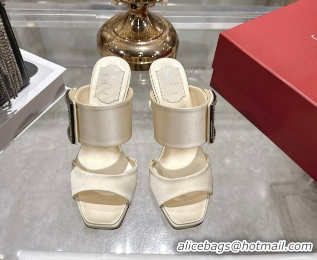 Buy Luxury Roger Vivier Trompette Heel Slides Sandal 8.5cm in Satin 0225025 White 2026