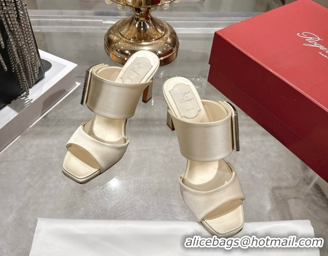 Buy Luxury Roger Vivier Trompette Heel Slides Sandal 8.5cm in Satin 0225025 White 2026