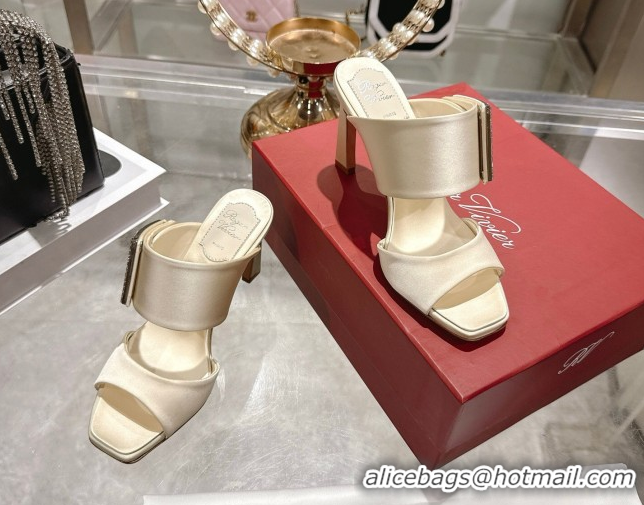 Buy Luxury Roger Vivier Trompette Heel Slides Sandal 8.5cm in Satin 0225025 White 2026