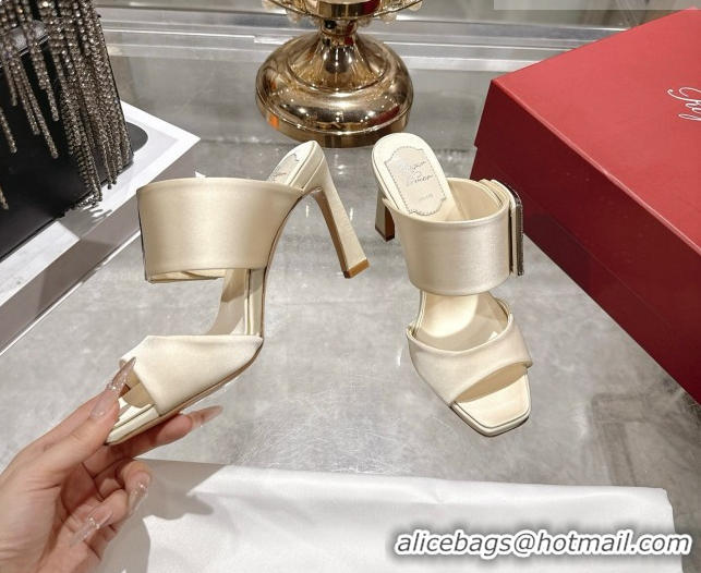 Buy Luxury Roger Vivier Trompette Heel Slides Sandal 8.5cm in Satin 0225025 White 2026