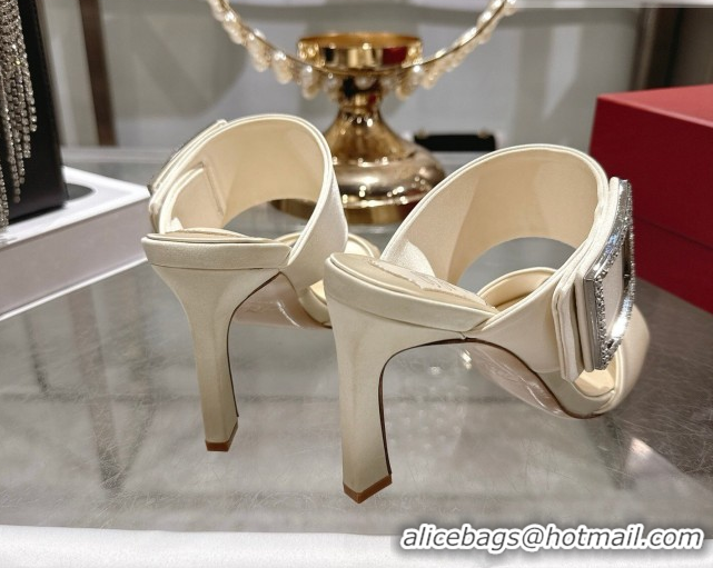 Buy Luxury Roger Vivier Trompette Heel Slides Sandal 8.5cm in Satin 0225025 White 2026