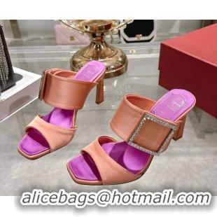 Pretty Style Roger Vivier Trompette Heel Slides Sandal 8.5cm in Satin 0225025 Pink 2026