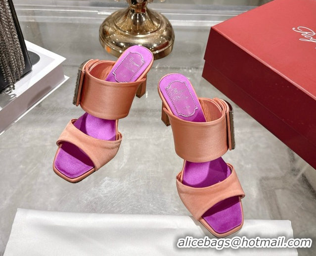 Pretty Style Roger Vivier Trompette Heel Slides Sandal 8.5cm in Satin 0225025 Pink 2026