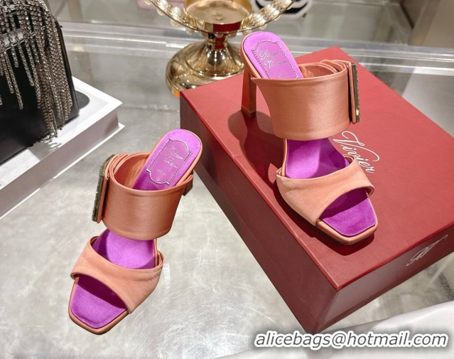 Pretty Style Roger Vivier Trompette Heel Slides Sandal 8.5cm in Satin 0225025 Pink 2026