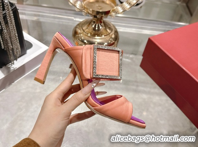 Pretty Style Roger Vivier Trompette Heel Slides Sandal 8.5cm in Satin 0225025 Pink 2026