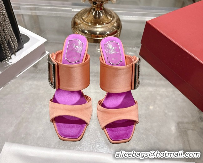 Pretty Style Roger Vivier Trompette Heel Slides Sandal 8.5cm in Satin 0225025 Pink 2026