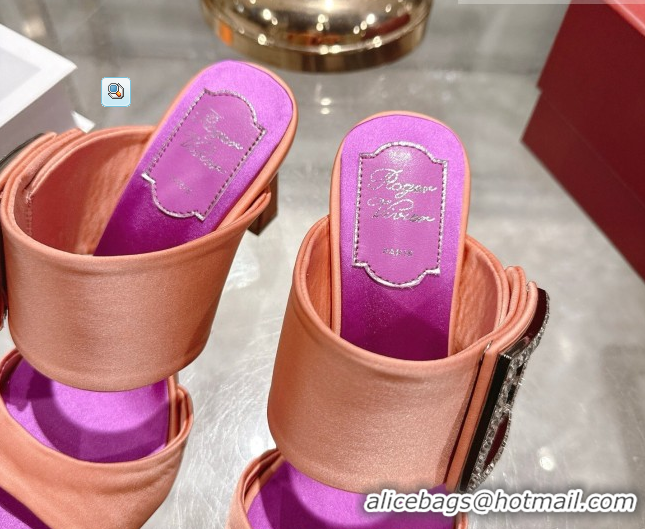Pretty Style Roger Vivier Trompette Heel Slides Sandal 8.5cm in Satin 0225025 Pink 2026