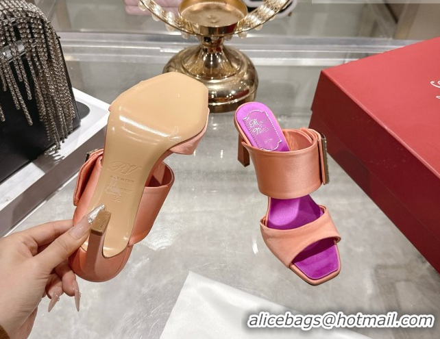 Pretty Style Roger Vivier Trompette Heel Slides Sandal 8.5cm in Satin 0225025 Pink 2026