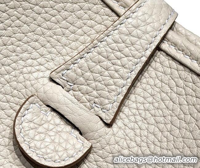 Discount Hermes Evelyne Poche Ⅲ Bag 23cm in Clemence TC cow leather H4013 Milk Shake White 2026 (Half Handmade)