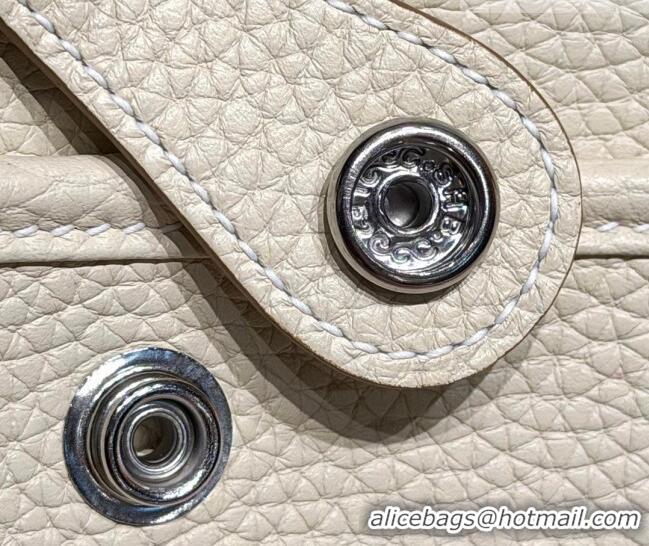 Discount Hermes Evelyne Poche Ⅲ Bag 23cm in Clemence TC cow leather H4013 Milk Shake White 2026 (Half Handmade)