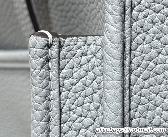 Inexpensive Hermes Evelyne Poche Ⅲ Bag 23cm in Clemence TC cow leather H4013 Linen Blue 2026 (Half Handmade)