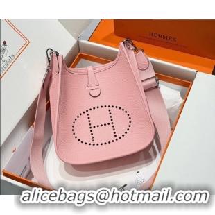 Shop Grade Hermes Evelyne Poche Ⅲ Bag 23cm in Clemence TC cow leather H4013 Milk Shake Pink 2026 (Half Handmade)