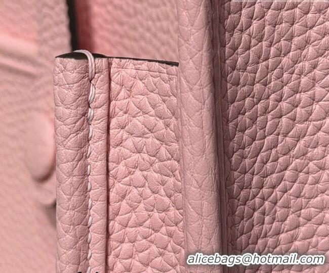 Shop Grade Hermes Evelyne Poche Ⅲ Bag 23cm in Clemence TC cow leather H4013 Milk Shake Pink 2026 (Half Handmade)