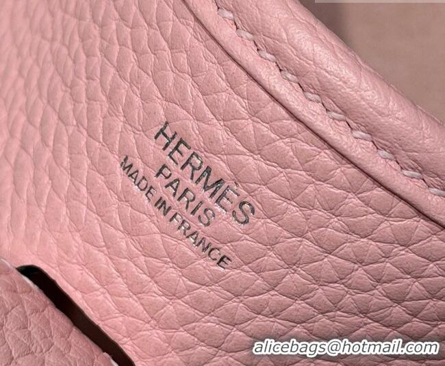 Shop Grade Hermes Evelyne Poche Ⅲ Bag 23cm in Clemence TC cow leather H4013 Milk Shake Pink 2026 (Half Handmade)