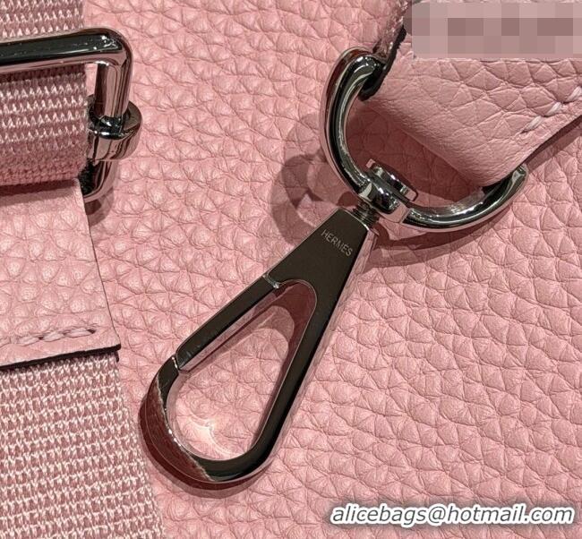 Shop Grade Hermes Evelyne Poche Ⅲ Bag 23cm in Clemence TC cow leather H4013 Milk Shake Pink 2026 (Half Handmade)