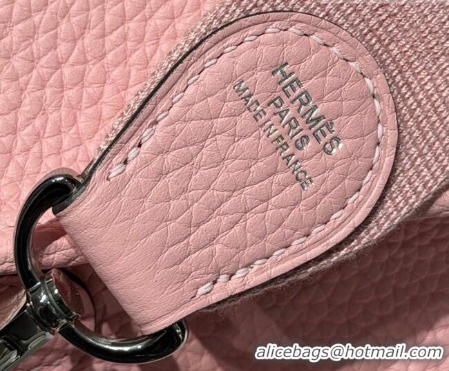 Shop Grade Hermes Evelyne Poche Ⅲ Bag 23cm in Clemence TC cow leather H4013 Milk Shake Pink 2026 (Half Handmade)