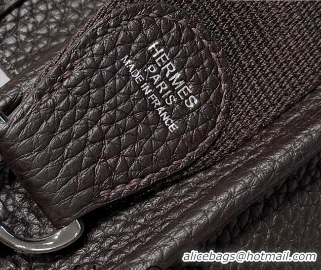 Promotional Hermes Evelyne Poche Ⅲ Bag 23cm in Clemence TC cow leather H4013 Ebene 2026 (Half Handmade)