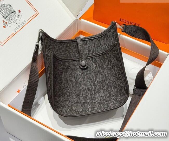 Promotional Hermes Evelyne Poche Ⅲ Bag 23cm in Clemence TC cow leather H4013 Ebene 2026 (Half Handmade)