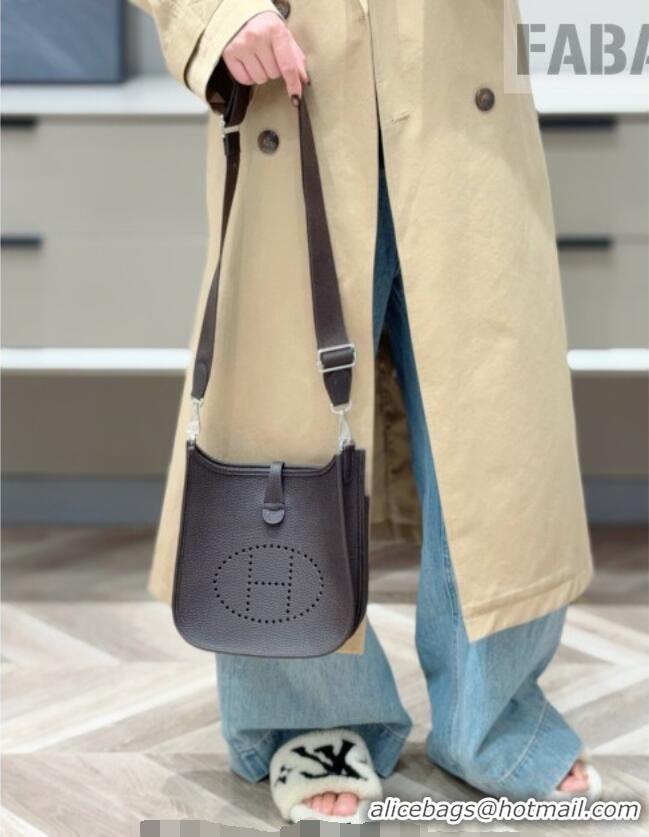 Promotional Hermes Evelyne Poche Ⅲ Bag 23cm in Clemence TC cow leather H4013 Ebene 2026 (Half Handmade)