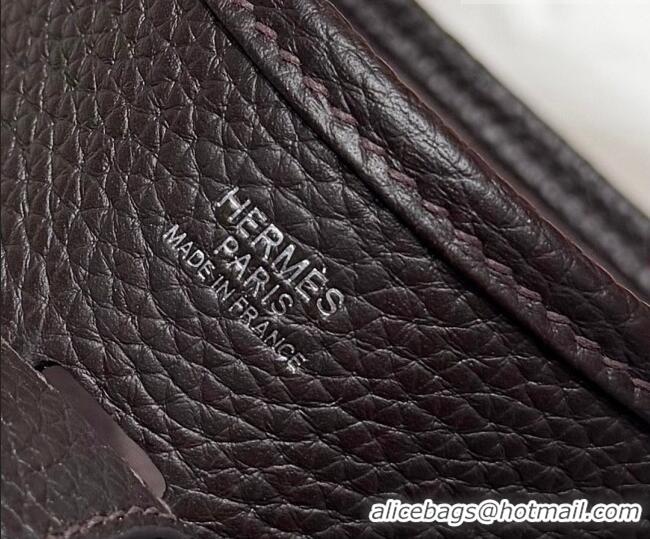 Promotional Hermes Evelyne Poche Ⅲ Bag 23cm in Clemence TC cow leather H4013 Ebene 2026 (Half Handmade)