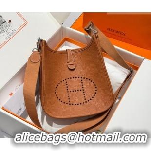 Free Shipping Hermes Evelyne Poche Ⅲ Bag 23cm in Clemence TC Cow Leather H4013 Brown 2026 (Half Handmade)