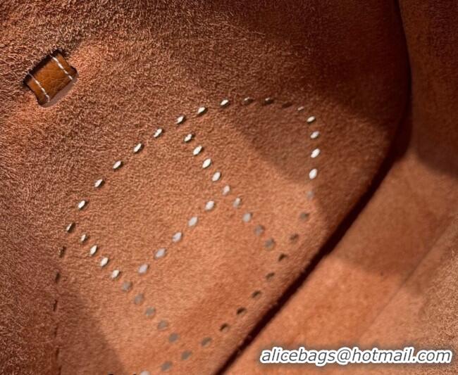 Free Shipping Hermes Evelyne Poche Ⅲ Bag 23cm in Clemence TC Cow Leather H4013 Brown 2026 (Half Handmade)