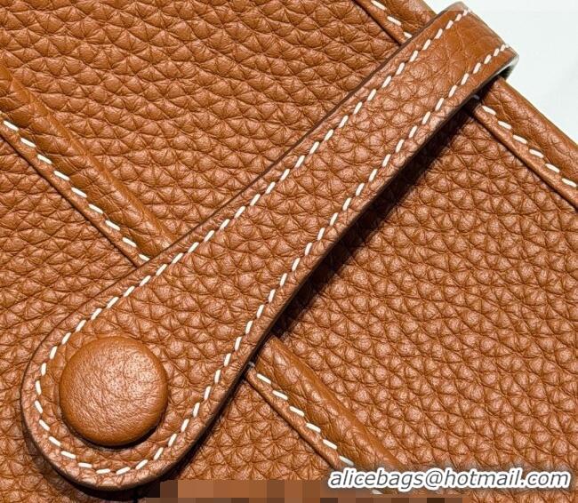 Free Shipping Hermes Evelyne Poche Ⅲ Bag 23cm in Clemence TC Cow Leather H4013 Brown 2026 (Half Handmade)