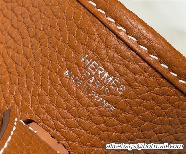 Free Shipping Hermes Evelyne Poche Ⅲ Bag 23cm in Clemence TC Cow Leather H4013 Brown 2026 (Half Handmade)