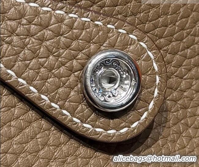 Top Design Hermes Evelyne Poche Ⅲ Bag 23cm in Clemence TC Cow Leather H4013 Elephant Grey 2026 (Half Handmade)