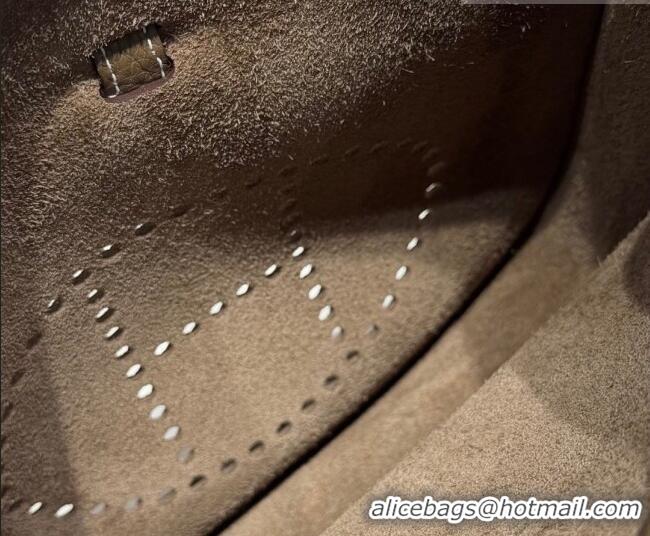 Top Design Hermes Evelyne Poche Ⅲ Bag 23cm in Clemence TC Cow Leather H4013 Elephant Grey 2026 (Half Handmade)