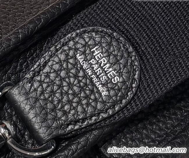 Well Crafted Hermes Evelyne Poche Ⅲ Bag 23cm in Clemence TC Cow Leather H4013 Black 2026 (Half Handmade)