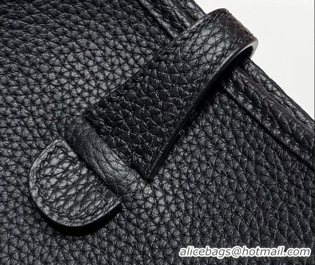 Well Crafted Hermes Evelyne Poche Ⅲ Bag 23cm in Clemence TC Cow Leather H4013 Black 2026 (Half Handmade)