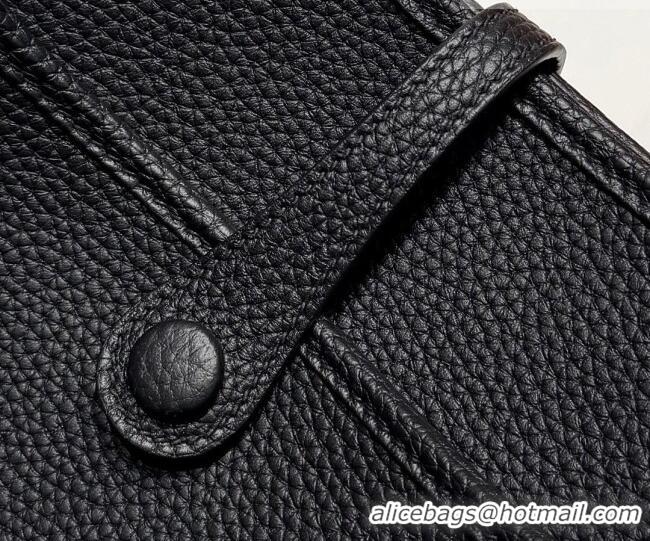 Well Crafted Hermes Evelyne Poche Ⅲ Bag 23cm in Clemence TC Cow Leather H4013 Black 2026 (Half Handmade)