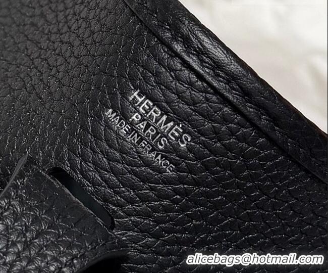 Well Crafted Hermes Evelyne Poche Ⅲ Bag 23cm in Clemence TC Cow Leather H4013 Black 2026 (Half Handmade)