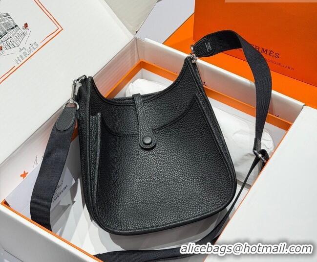 Well Crafted Hermes Evelyne Poche Ⅲ Bag 23cm in Clemence TC Cow Leather H4013 Black 2026 (Half Handmade)