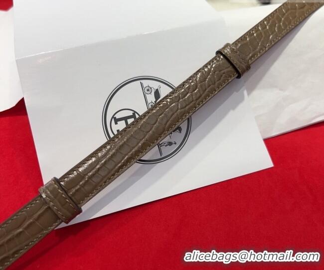 Grade Design Hermes Kelly Duo Belt 1.8cm in Crocodile Embossed Calfskin with Gold Strass Paved Buckle H2011025 Grey 2025