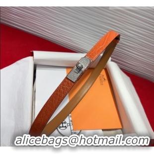 Discount Hermes Kelly Duo Belt 1.8cm in Crocodile Embossed Calfskin with Silver Strass Paved Buckle H2011025 Orange 2025