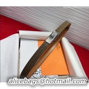 Top Quality Hermes Kelly Duo Belt 1.8cm in Crocodile Embossed Calfskin with Silver Strass Paved Buckle H2011025 Grey 202