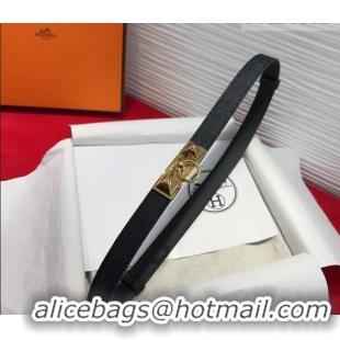 Luxury Cheap Hermes Rivale Denim Belt 1.8cm with Two Medor and Ring Buckle 8190 Black/Gold 2025