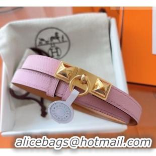 Grade Design Hermes Rivale Belt 1.8cm with Two Medor Studs and Ring Buckle in Epsom Leather 8196 Purple 2025