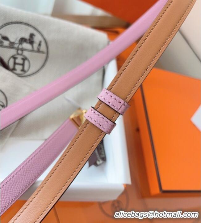 Grade Design Hermes Rivale Belt 1.8cm with Two Medor Studs and Ring Buckle in Epsom Leather 8196 Purple 2025