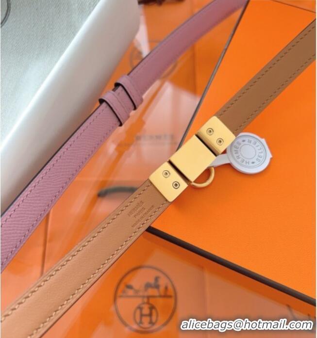 Grade Design Hermes Rivale Belt 1.8cm with Two Medor Studs and Ring Buckle in Epsom Leather 8196 Purple 2025