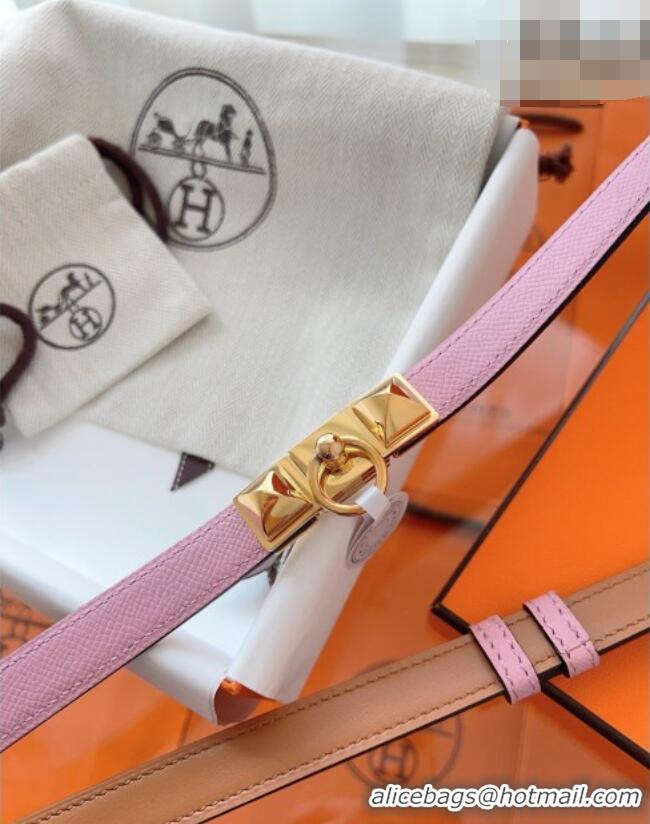 Grade Design Hermes Rivale Belt 1.8cm with Two Medor Studs and Ring Buckle in Epsom Leather 8196 Purple 2025