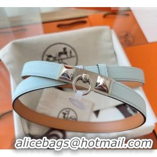 Good Taste Hermes Rivale Belt 1.8cm with Two Medor Studs and Ring Buckle in Epsom Leather 8196 Light Blue 2025