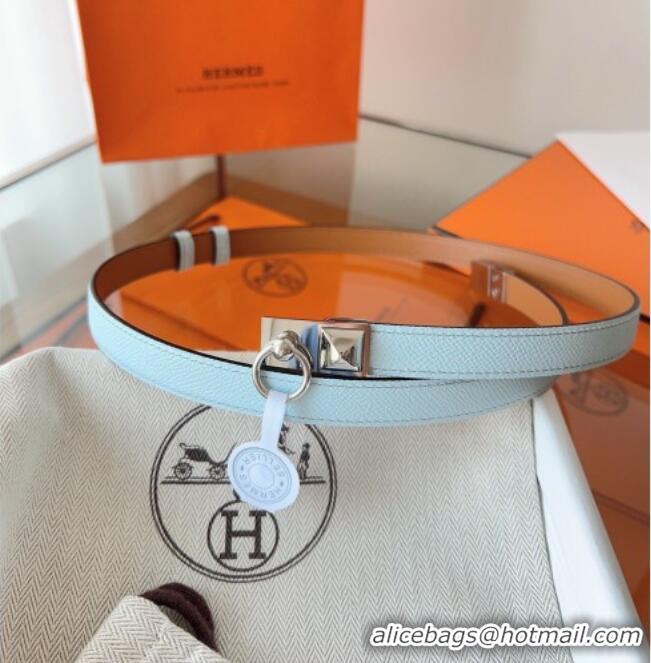 Good Taste Hermes Rivale Belt 1.8cm with Two Medor Studs and Ring Buckle in Epsom Leather 8196 Light Blue 2025