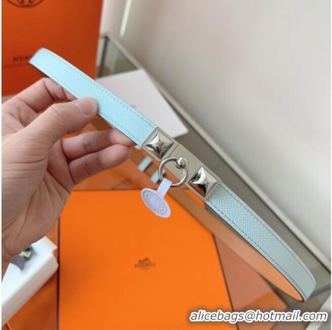Good Taste Hermes Rivale Belt 1.8cm with Two Medor Studs and Ring Buckle in Epsom Leather 8196 Light Blue 2025
